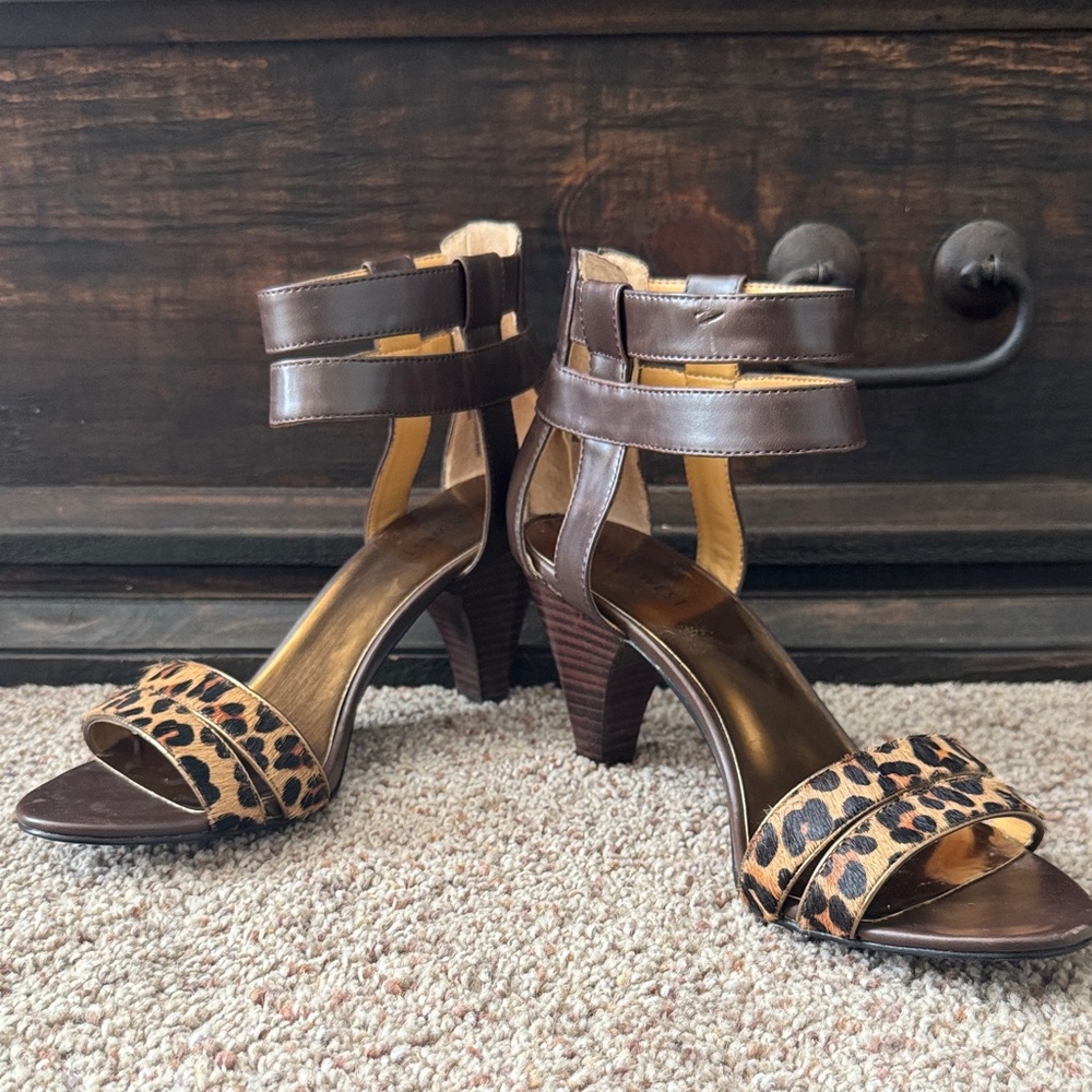 Nine West Brown and Leopard Print Heels